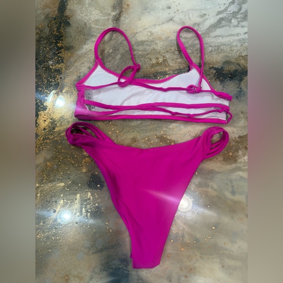 Hot Pink Women's Strappy Bikini Set - Picture 3 of 4